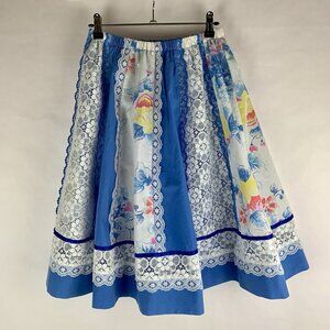 True Vintage Cottagecore Patchwork Prairie Skirt Small Made In USA Elastic Waist